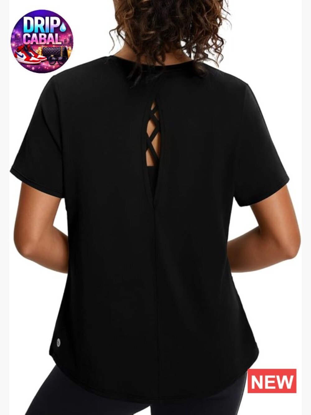 Womens Short Sleeve Workout Top Open Back Yoga UPF 50+ Athletic Gym Running T